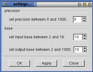 settings dialog